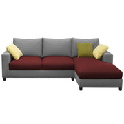 Rihan 4 Seater L Shape Sofa Set Living Room (Maroon Grey Fabric) Right Side Sofa