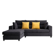 Hazer 4 Seater L Shape Sofa Set for Living Room (Black Fabric) Left Side