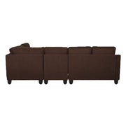 Rogelio 6 Seater LHS L Shape Sofa Set for Living Room (Dark Brown Fabric)