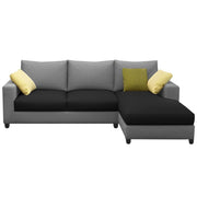 Rihan 4 Seater L Shape Sofa Set Living Room (Black Grey Fabric) Right Side Sofa