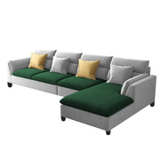 Delton RHS 6 Seater L Shape Sofa Set for Living Room (Green Grey) Premium Fabric