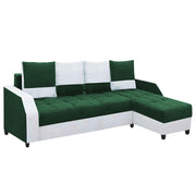 Severny 6 Seater L Shape Sofa Set for Living Room (Green Grey Fabric) Right Side