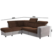 Nanzy 4 Seater L Shape Sofa Set for Living Room | Colour (Brown Grey) Left Side