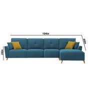 Antonio RHS 6 Seater L Shape Sofa Set for Living Room (Turquise Premium Fabric)