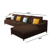 Hudson 6 Seater L Shape Sofa Set for Living Room (Brown Fabric) Right Side