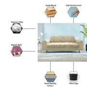 Brenti 3 Seater Sofa Set for Living Room (Cream Black Colour Fabric) Premium Fabric Sofa