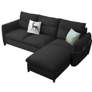 Andon 4 Seater L Shape Sofa Set for Living Room (Black Fabric) Right Side Sofa