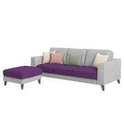 Grayon 3 Seater L Shape Convertible Sofa Set for Living Room, 3 Seater & Ottoman Modular Sectional Couch for Small Space (Grey Dark Grey Colour) Fabric