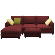 Rihan 4 Seater L Shape Sofa Set with Ottoman for Living Room (Maroon Fabric) Left Side Sofa