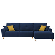 Antonio RHS 4 Seater L Shape Sofa Set for Living Room (Blue Premium Fabric)