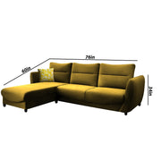 Stella LHS 4 Seater L Shape Sofa Set for Living Room (Yellow) Premium Velvet Fabric Sofa