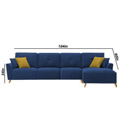 Antonio RHS 6 Seater L Shape Sofa Set for Living Room (Blue Premium Fabric)