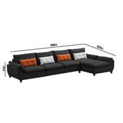 Abner 6 Seater L Shape Sofa for Living Room Color - Black | Right Side Sofa.