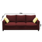 Rihan 3 Seater Sofa Set Living Room (Maroon Fabric)