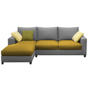 Rihan 4 Seater L Shape Sofa Set Living Room (Yellow Grey Fabric) Left Side Sofa