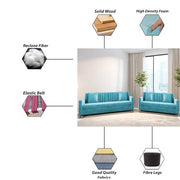 Garcia 3+2 Seater Sofa Set for Living Room (Black - Grey)