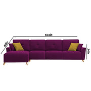 Antonio LHS 6 Seater L Shape Sofa Set for Living Room (Purple Premium Fabric)
