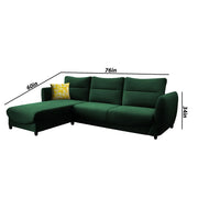Stella LHS 4 Seater L Shape Sofa Set for Living Room (Green) Premium Velvet Fabric Sofa