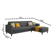 Casaliving Moris RHS 4 Seater L Shape Sofa Set for Living Room (Black) Premium Fabric Sofa Set for Living Room