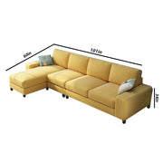 Hudson 5 Seater L Shape Sofa Set for Living Room (Yellow Fabric) Left Side