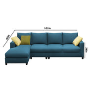 Rihan 6 Seater L Shape Sofa Set Living Room (Turquise Fabric) Left Side Sofa