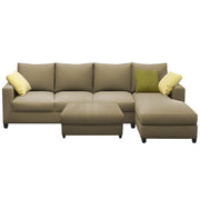 Rihan 8 Seater L Shape Sofa Set with Ottoman for Living Room (Cream Fabric) Right Side Sofa