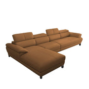 Amok 6 Seater L Shape Sofa Set for Living Room (Brown Leathertte) Left Side