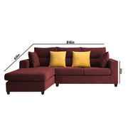 Hazer 4 Seater L Shape Sofa Set for Living Room (Marooon Fabric) Left Side
