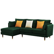 Croosen LHS 4 Seater L Shape Sofa Set for Living Room (Green Colour) Premium Velvet Fabric