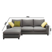 Rihan 4 Seater L Shape Sofa Set Living Room (Grey Fabric) Left Side Sofa