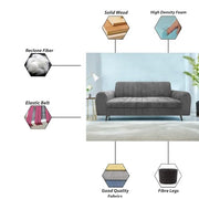 Brenti 3 Seater Sofa Set for Living Room (Cream Black Colour Fabric) Premium Fabric Sofa