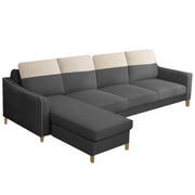 Alyona RHS 8 Seater L Shape Sofa Set for Living Room with Puffy (Grey Fabric)
