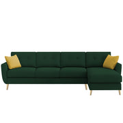 Lizel RHS 6 Seater L Shape Sofa Set with Center Table for Living Room (Green Fabric) Premium Velvet Fabric Sofa