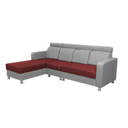 Emma RHS 6 Seater L Shape Sofa Set for Living Room (Maroon Grey Fabric)