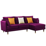 Croosen RHS 4 Seater L Shape Sofa Set for Living Room (Purple Colour) Premium Velvet Fabric