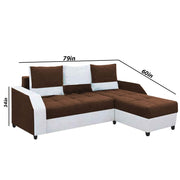 Severny 4 Seater L Shape Sofa Set for Living Room (Brown Grey Fabric) Right Side