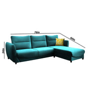 Stella RHS 4 Seater L Shape Sofa Set for Living Room (Pine) Premium Velvet Fabric Sofa