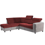 Nanzy 4 Seater L Shape Sofa Set for Living Room | Colour (Maroon Grey) Left Side