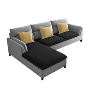 Delton LHS 4 Seater L Shape Sofa Set for Living Room (Black Grey) Premium Fabric
