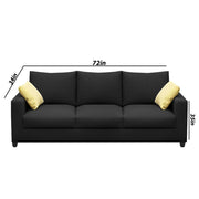 Rihan 3 Seater Sofa Set Living Room (Black Fabric)