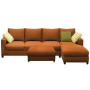 Rihan 8 Seater L Shape Sofa Set with Ottoman for Living Room (Orange Fabric) Right Side Sofa