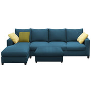 Rihan 8 Seater L Shape Sofa Set with Ottoman for Living Room (Turquise Fabric) Left Side Sofa