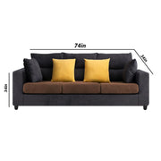Hazer 3 Seater L Shape Sofa Set for Living Room (Brown Black Fabric) Left Side