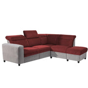 Nanzy 4 Seater L Shape Sofa Set for Living Room | Colour (Maroon Grey) Right Side