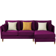 Croosen RHS 4 Seater L Shape Sofa Set for Living Room (Purple Colour) Premium Velvet Fabric