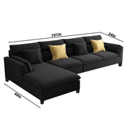 Delton LHS 6 Seater L Shape Sofa Set for Living Room (Black) Premium Fabric