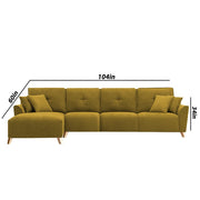 Antonio LHS 6 Seater L Shape Sofa Set for Living Room (Yellow Premium Fabric)