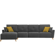 Antonio LHS 6 Seater L Shape Sofa Set for Living Room (Dark Grey Premium Fabric)