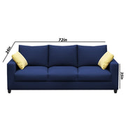 Rihan 3 Seater Sofa Set Living Room (Blue Fabric)