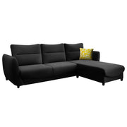 Stella RHS 4 Seater L Shape Sofa Set for Living Room (Black) Premium Velvet Fabric Sofa